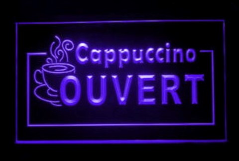 OUVERT Cappuccino Coffee Cafe LED Neon Sign